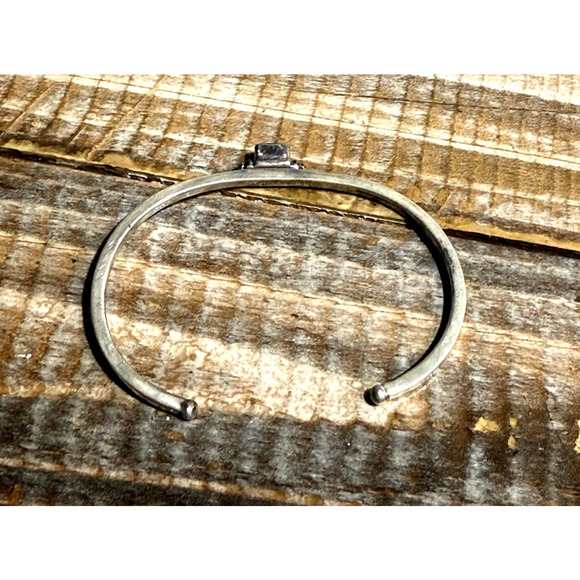 Sterling Silver Native American Lapis Cuff Bracelet Southwestern Signed AN - Picture 2 of 8